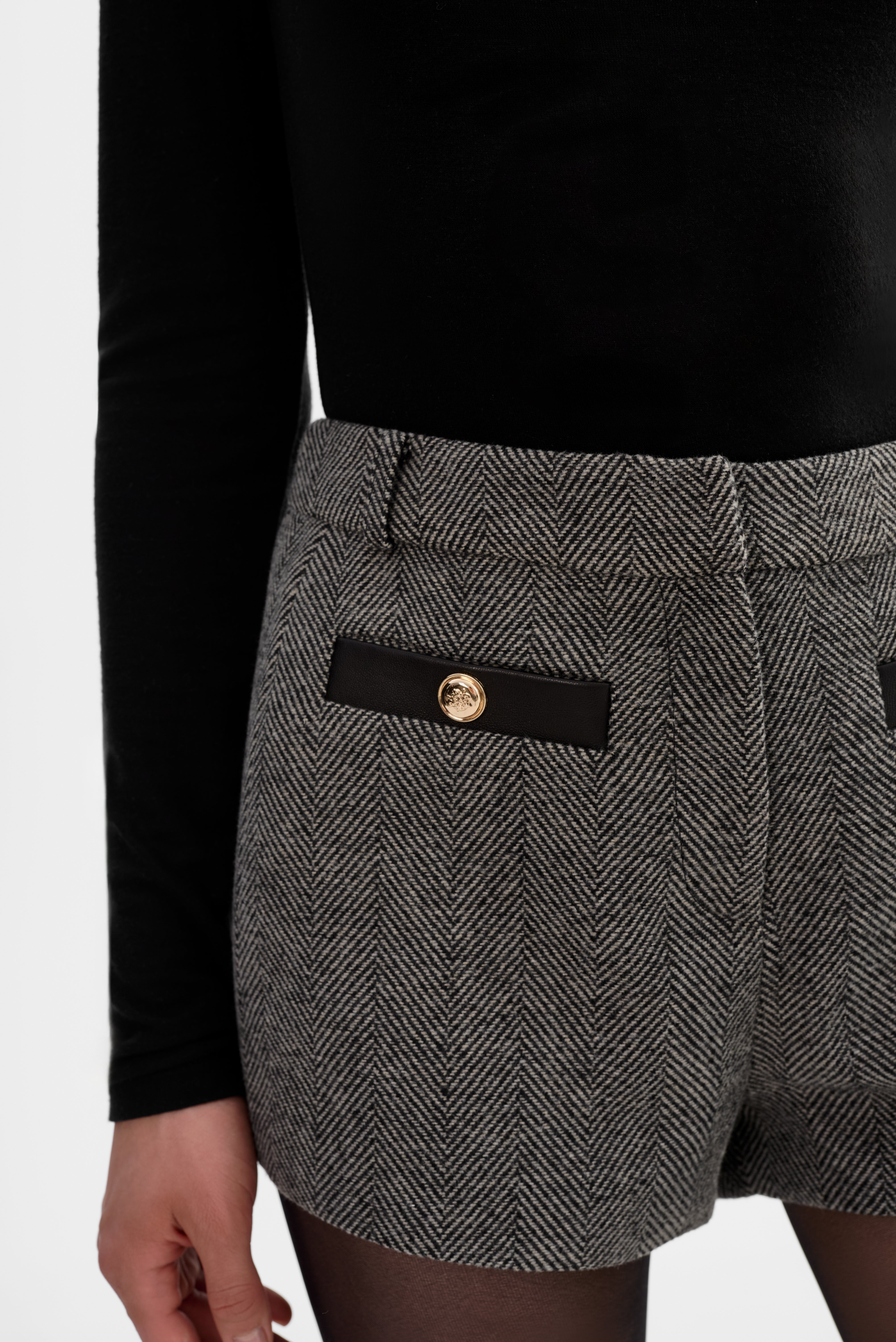 AMRITA | Herringbone Mini Shorts