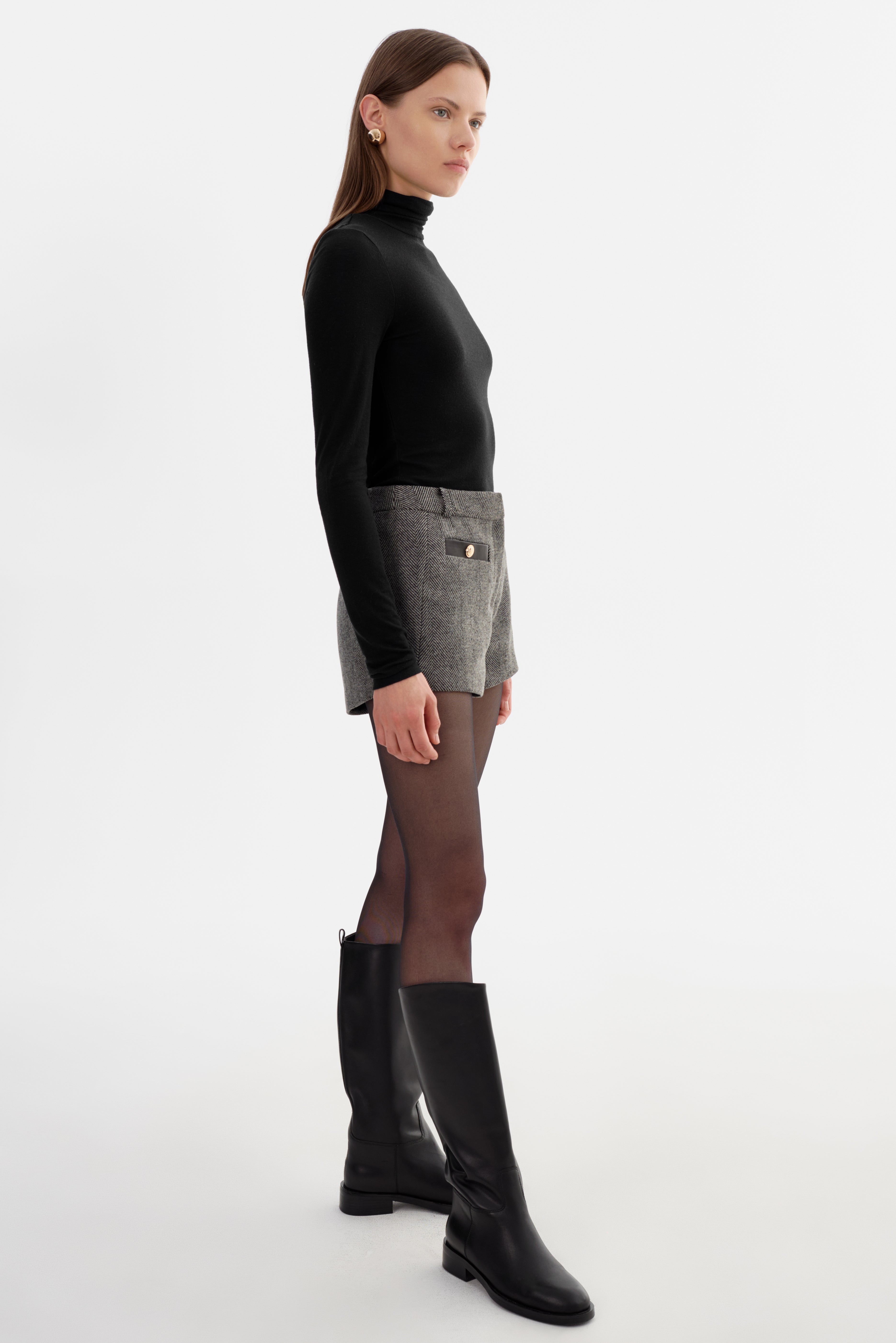 AMRITA | Herringbone Mini Shorts