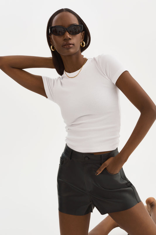 ANIKA | Short à taille haute en cuir