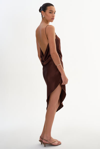 ASHLEY | Asymmetric Satin Dress