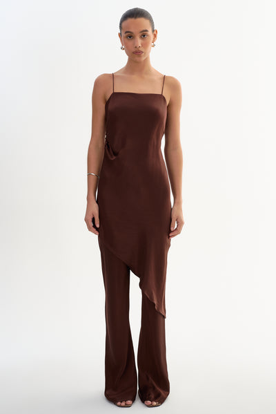 ASHLEY | Asymmetric Satin Dress