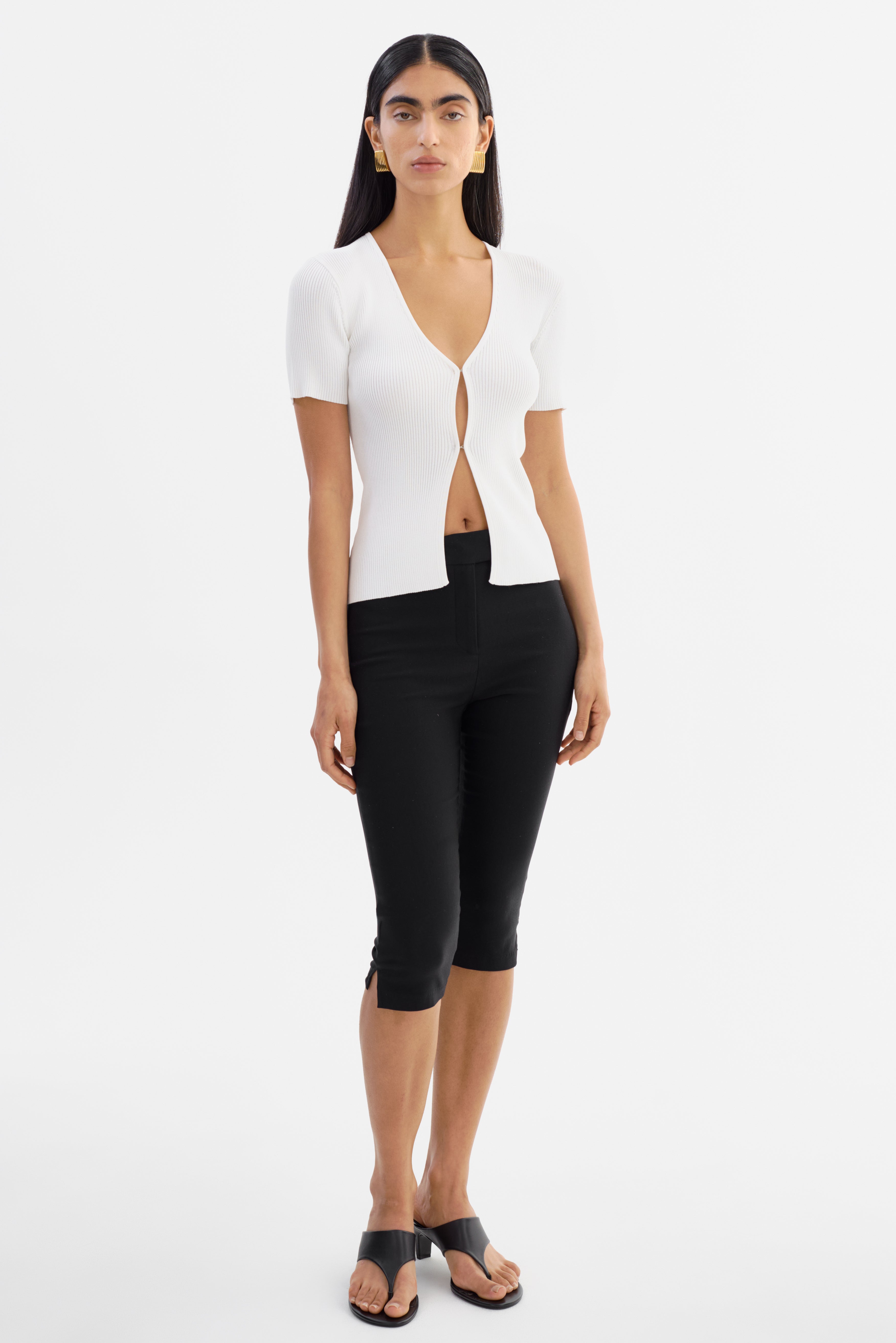 AURELIE | Rib Knit Short Sleeve Top