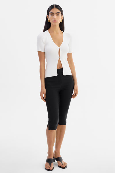 AURELIE | Rib Knit Short Sleeve Top