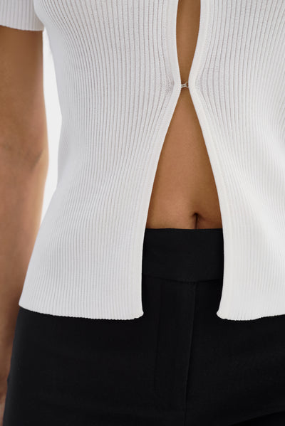 AURELIE | Rib Knit Short Sleeve Top
