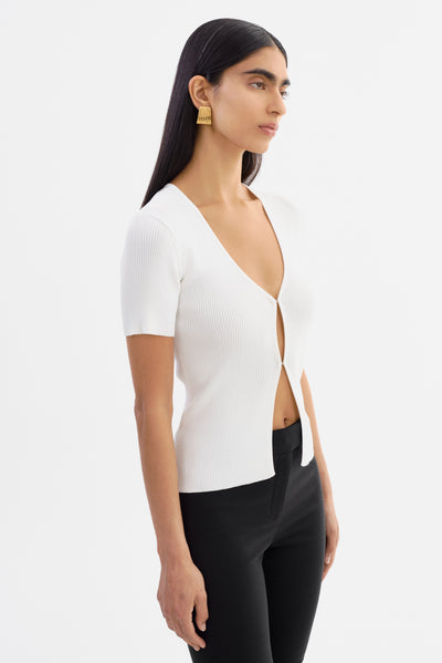 AURELIE | Rib Knit Short Sleeve Top