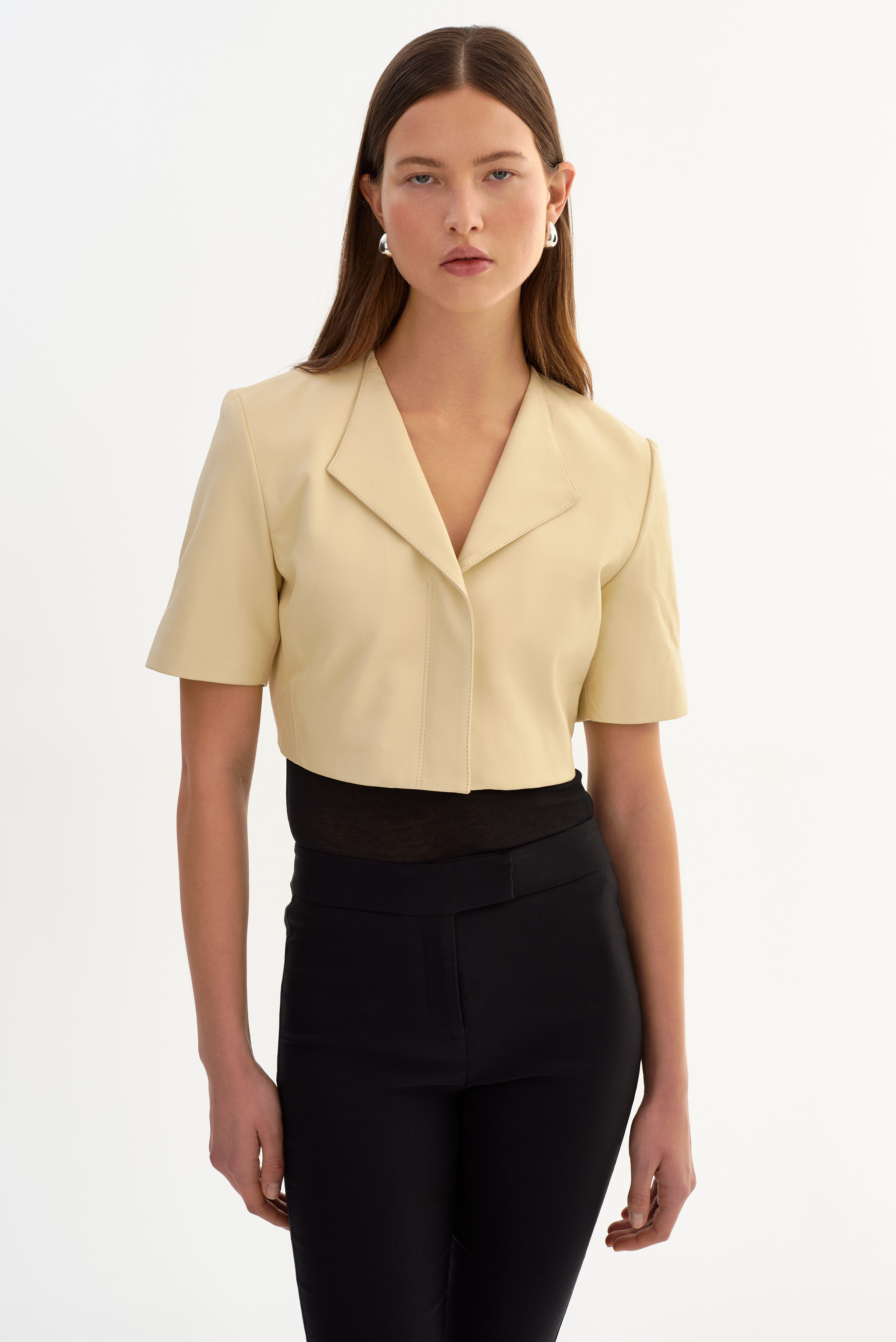 AVIANA | Veste en cuir sans col