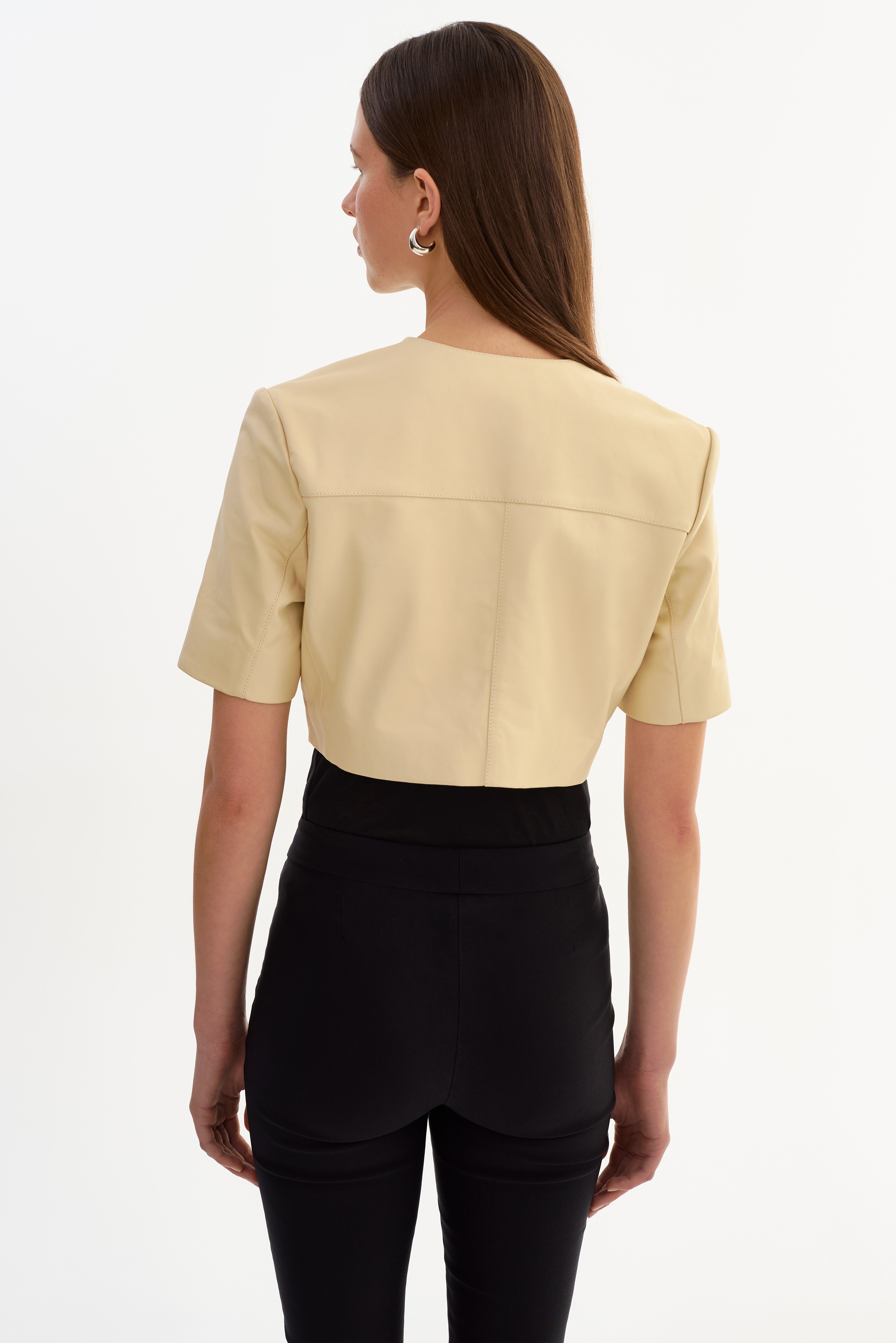 AVIANA | Veste en cuir sans col