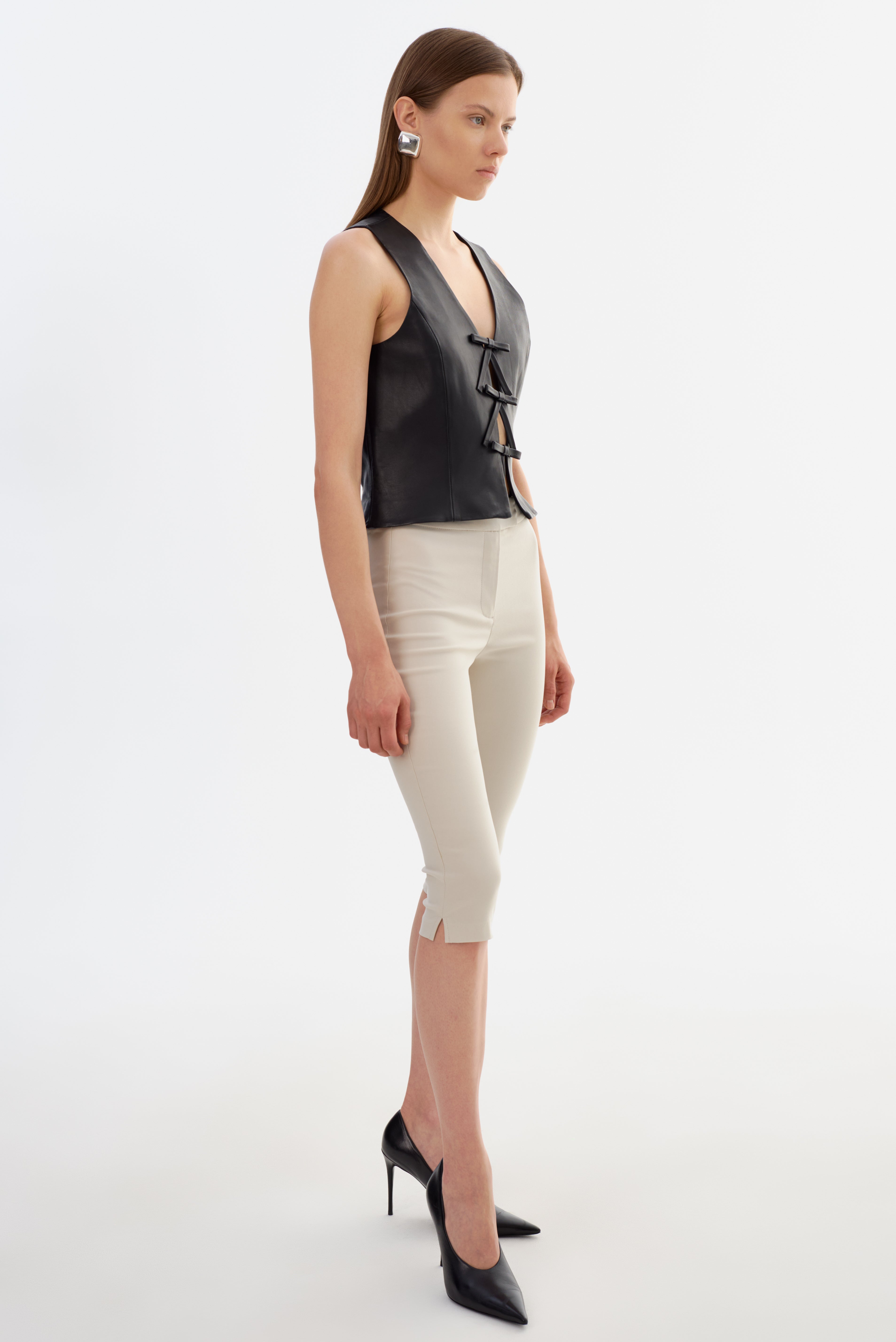 BASTINA | Leather Bow Top