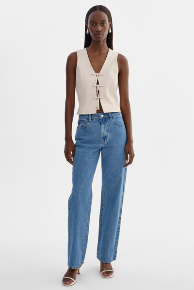 BASTINA | Leather Bow Top