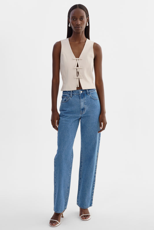 BASTINA | Leather Bow Top