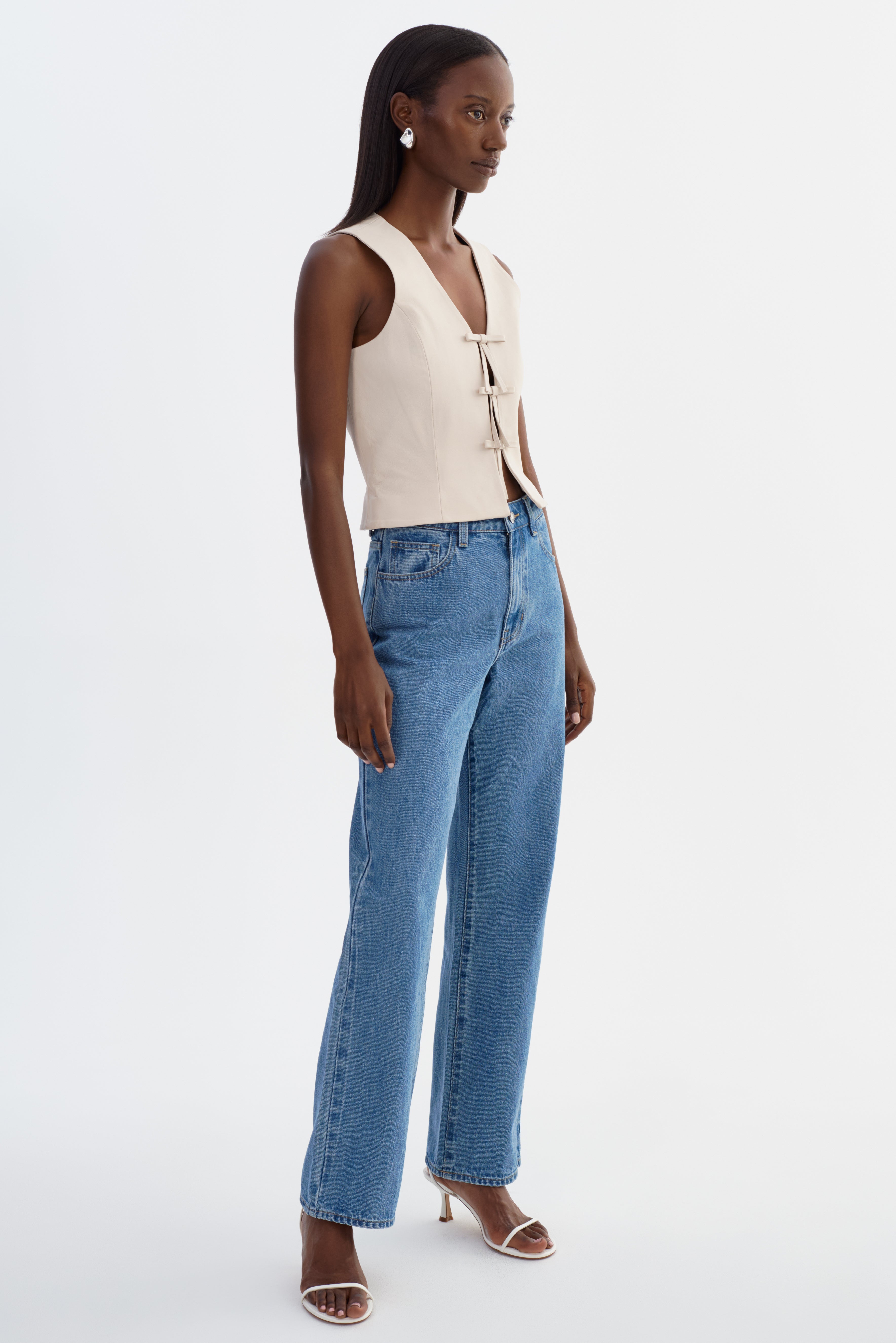 BASTINA | Leather Bow Top
