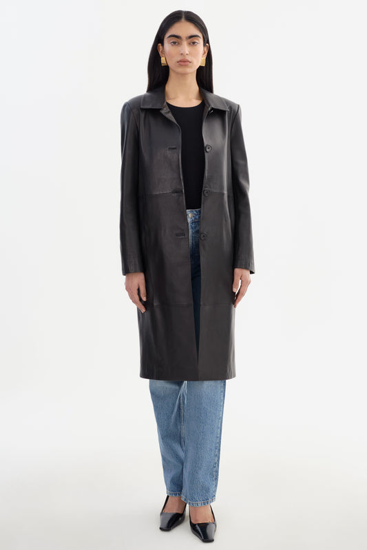 BELEN | Longline Leather Coat