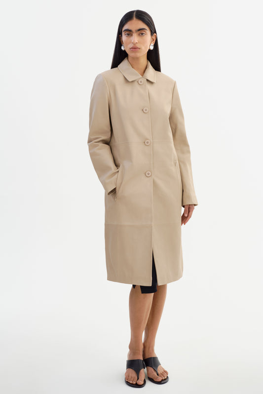 BELEN | Longline Leather Coat