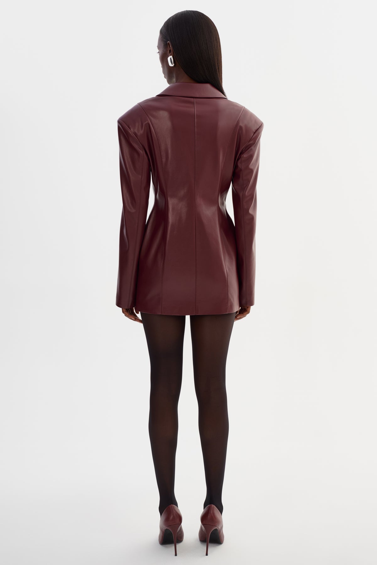 BENEDETTA | Faux Leather Blazer Dress, Burgundy / XS