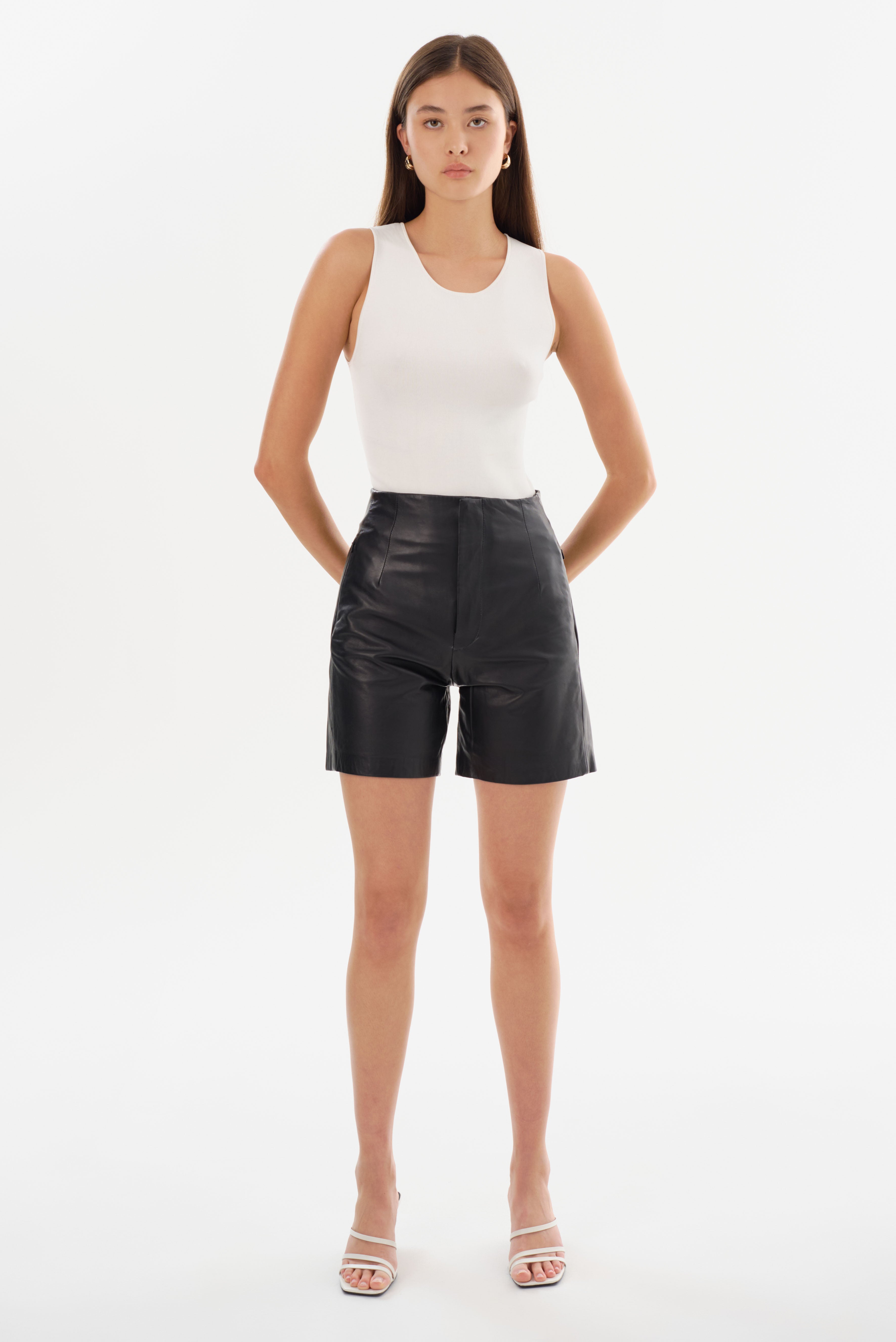 Black leather short shorts store