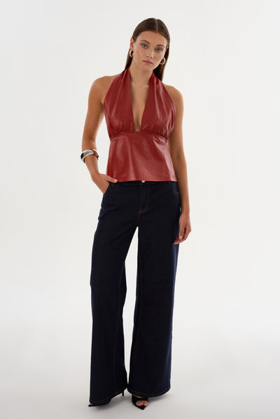 BETHANY | Leather Halter Top