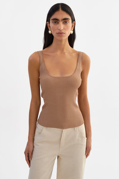 BISTA | Shimmery Rib Knit Tank Top