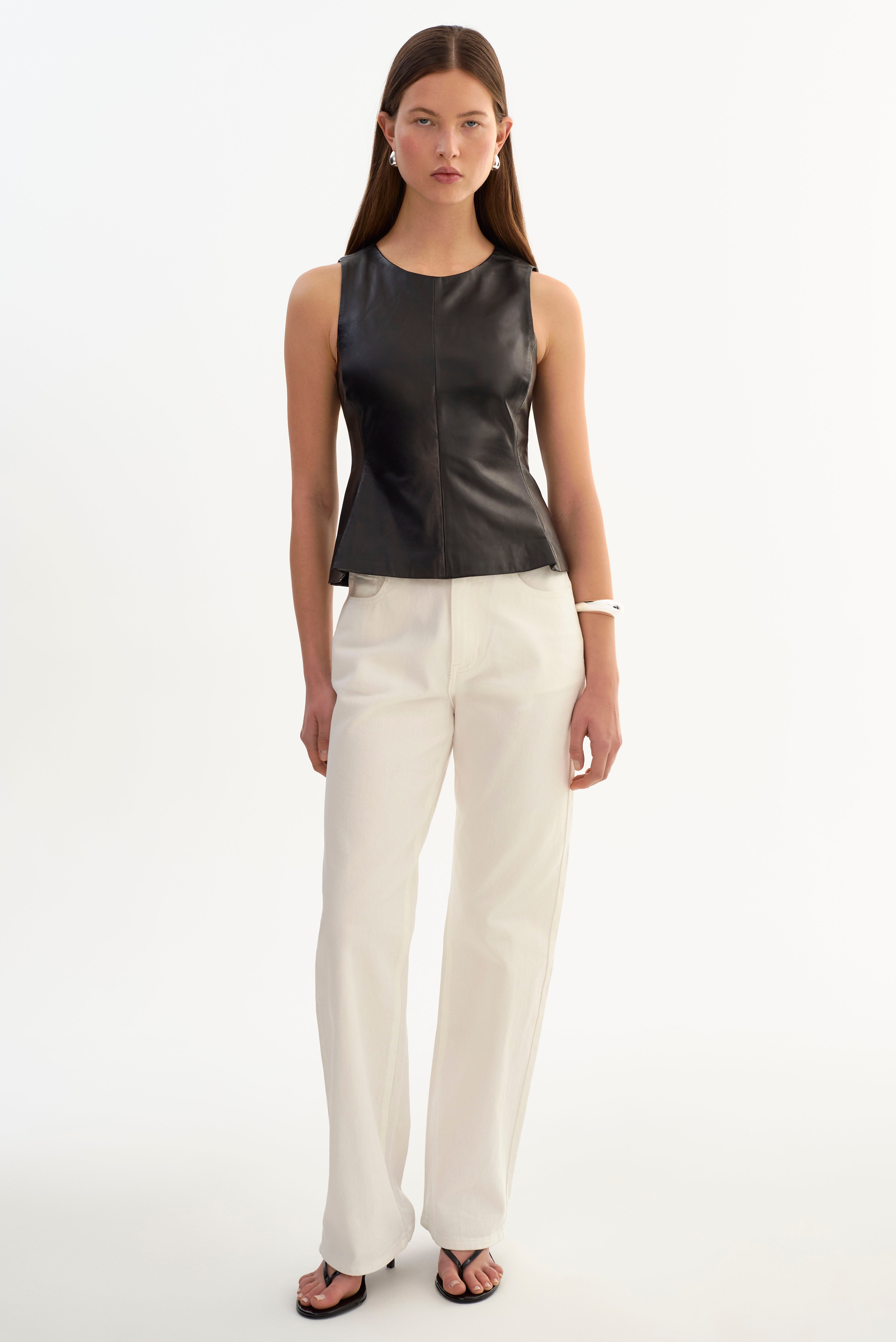 BLAIR | Haut peplum sans manches en cuir