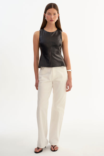 BLAIR | Sleevless Leather Peplum Top