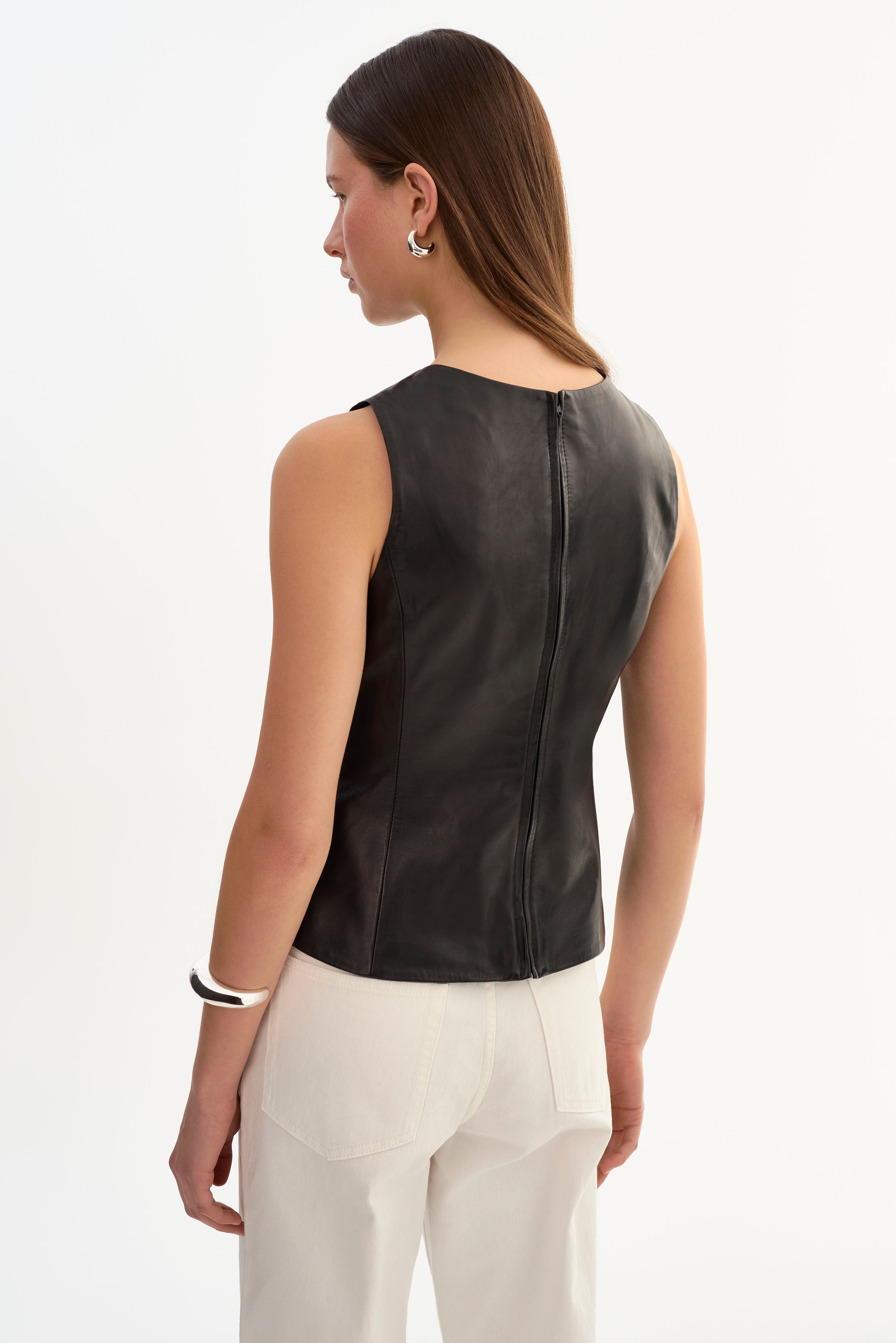 BLAIR | Haut peplum sans manches en cuir