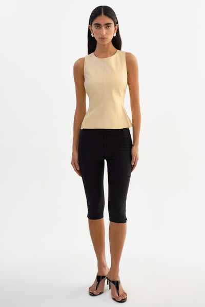 BLAIR | Sleevless Leather Peplum Top