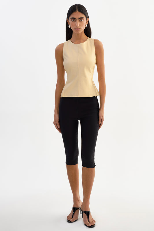 BLAIR | Leather Sleevless Peplum Top