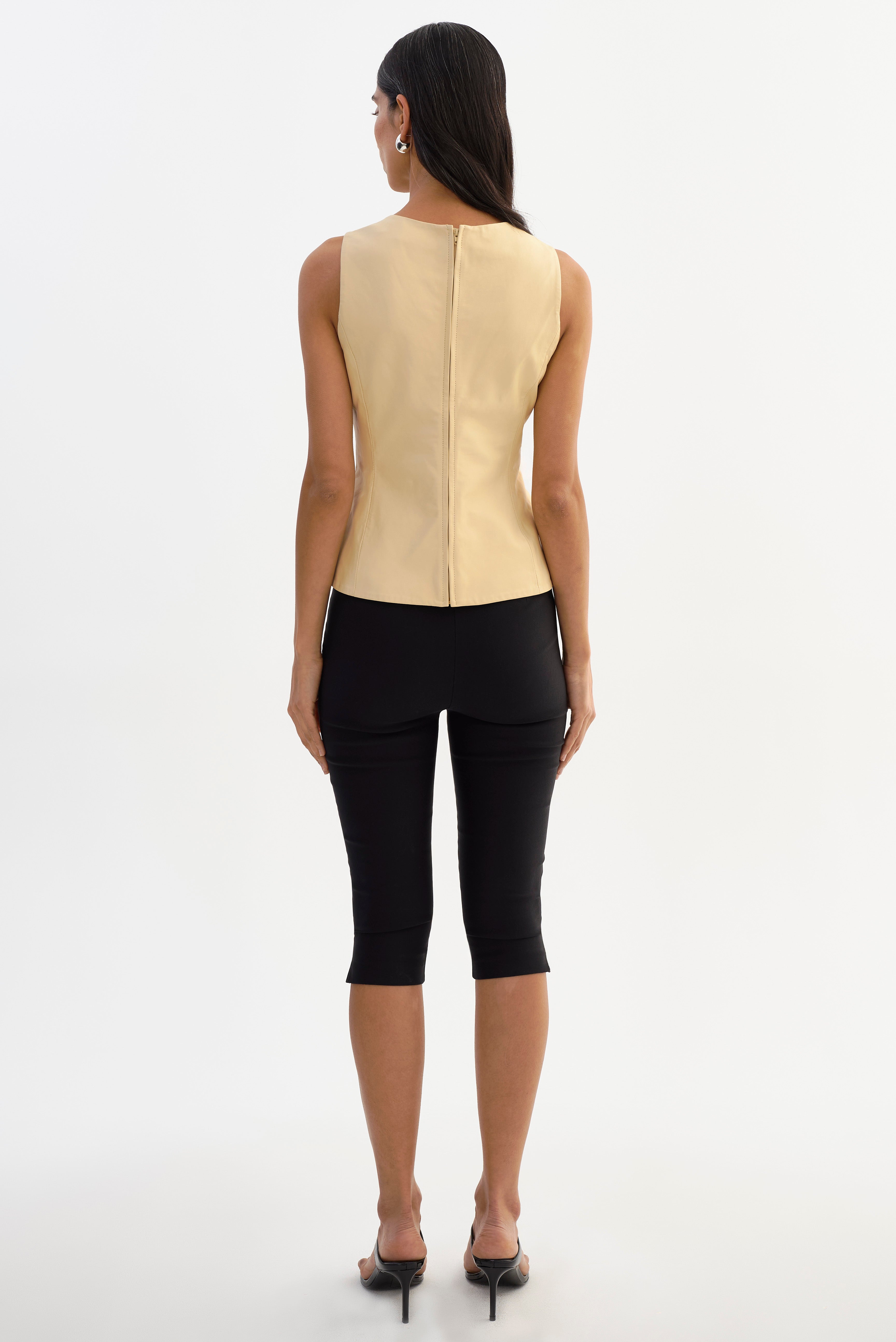 BLAIR | Haut peplum sans manches en cuir