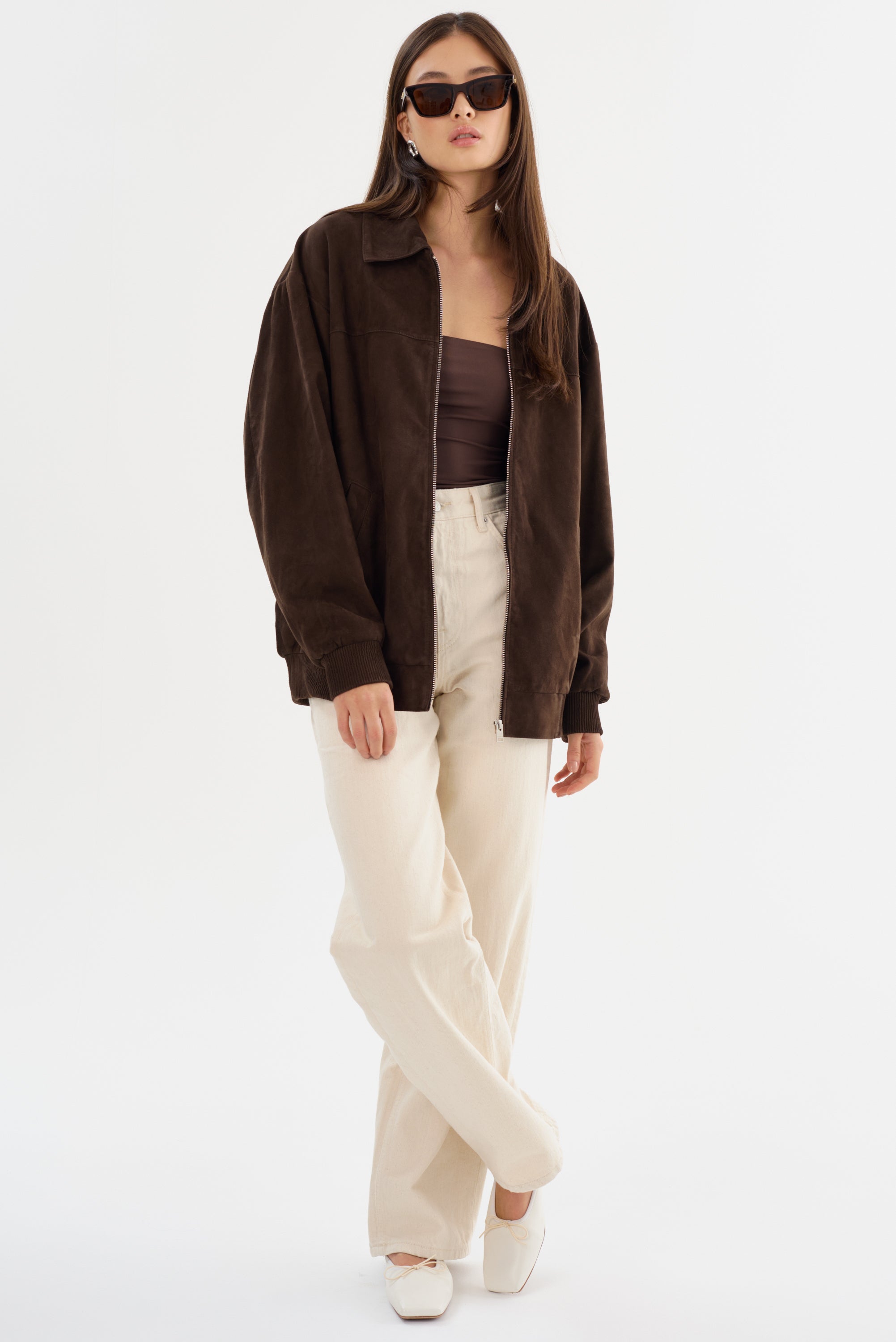 CADEN | Blouson bombardier oversize en daim