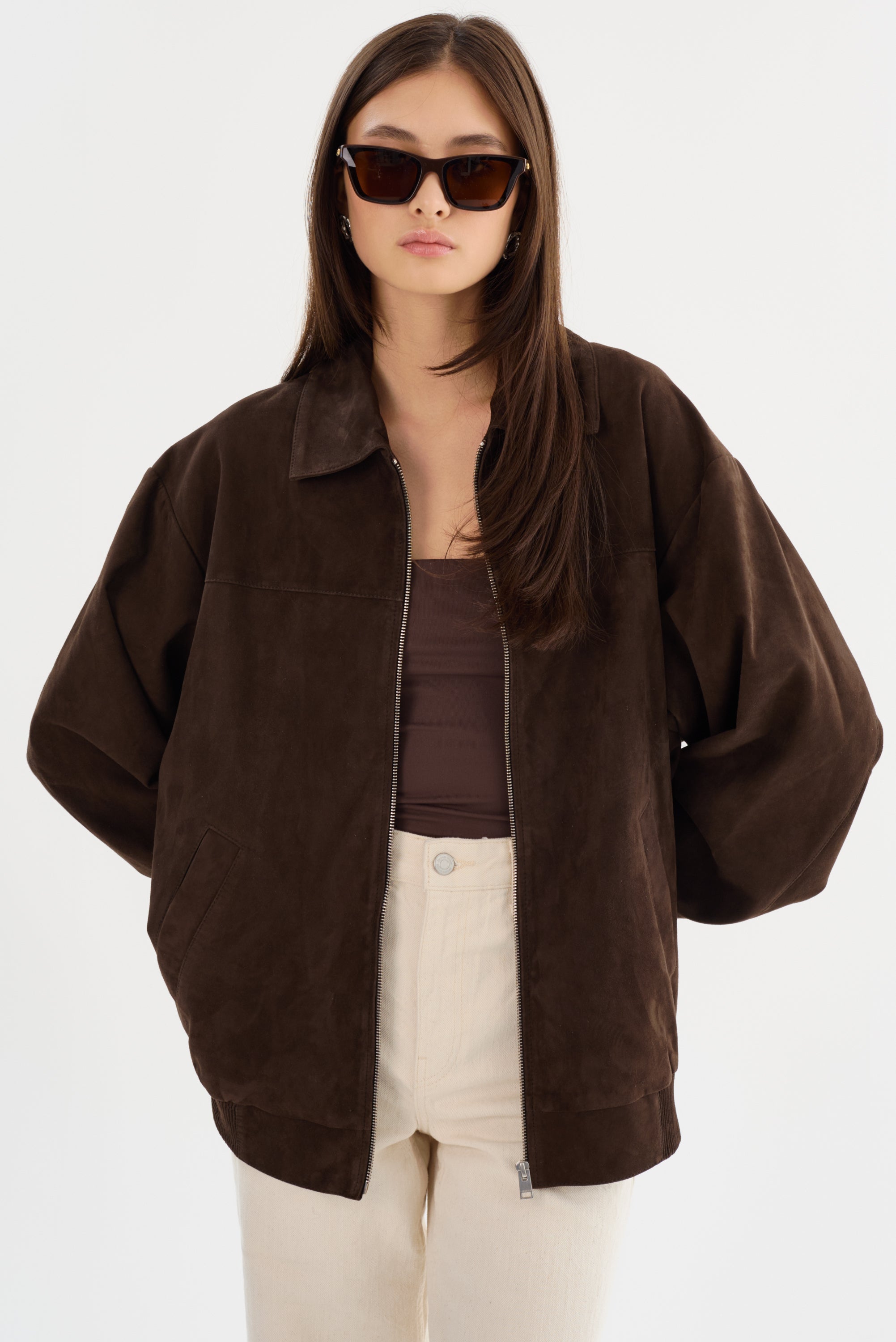 CADEN | Blouson bombardier oversize en daim