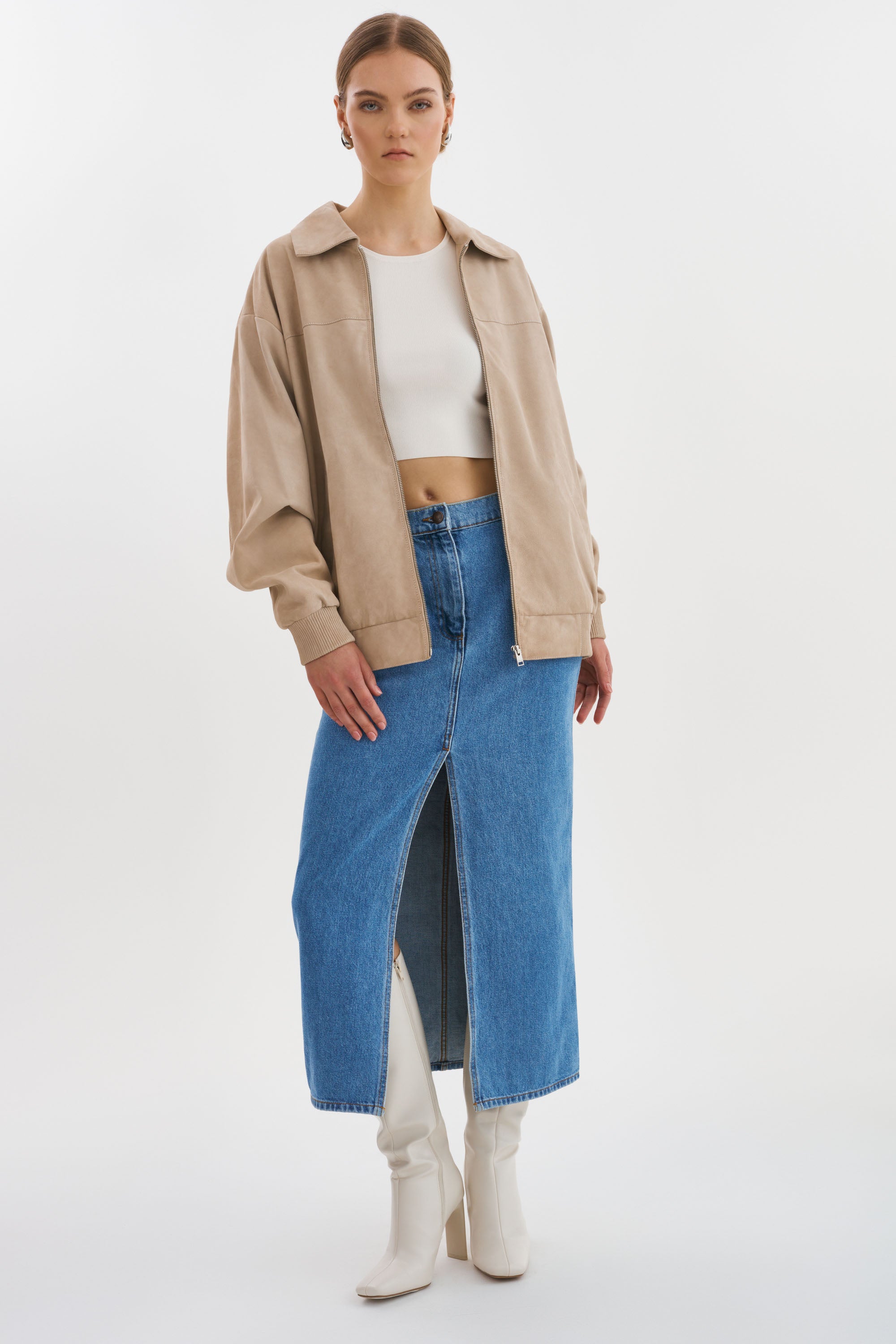 CADEN | Blouson bombardier oversize en daim