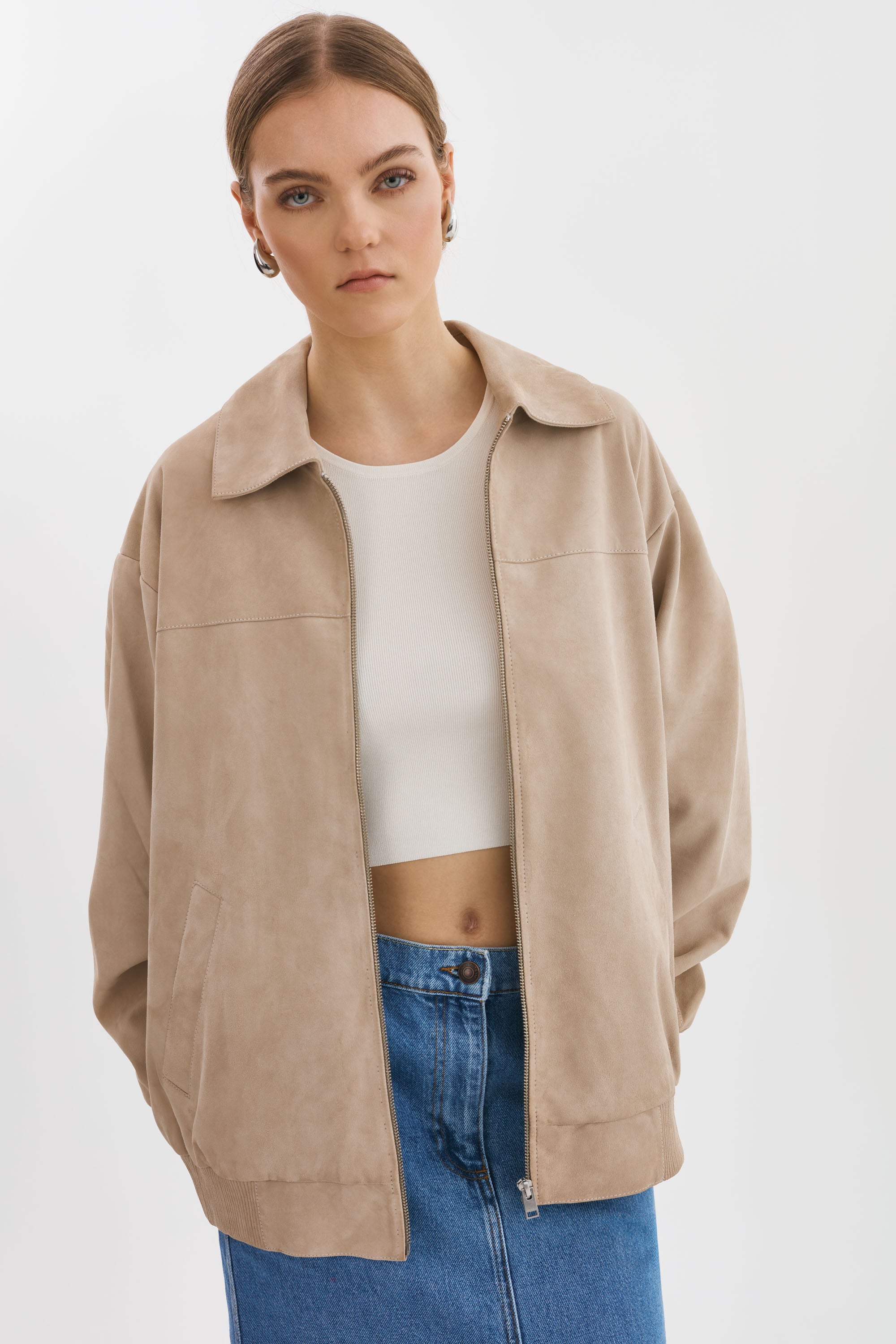 CADEN | Blouson bombardier oversize en daim