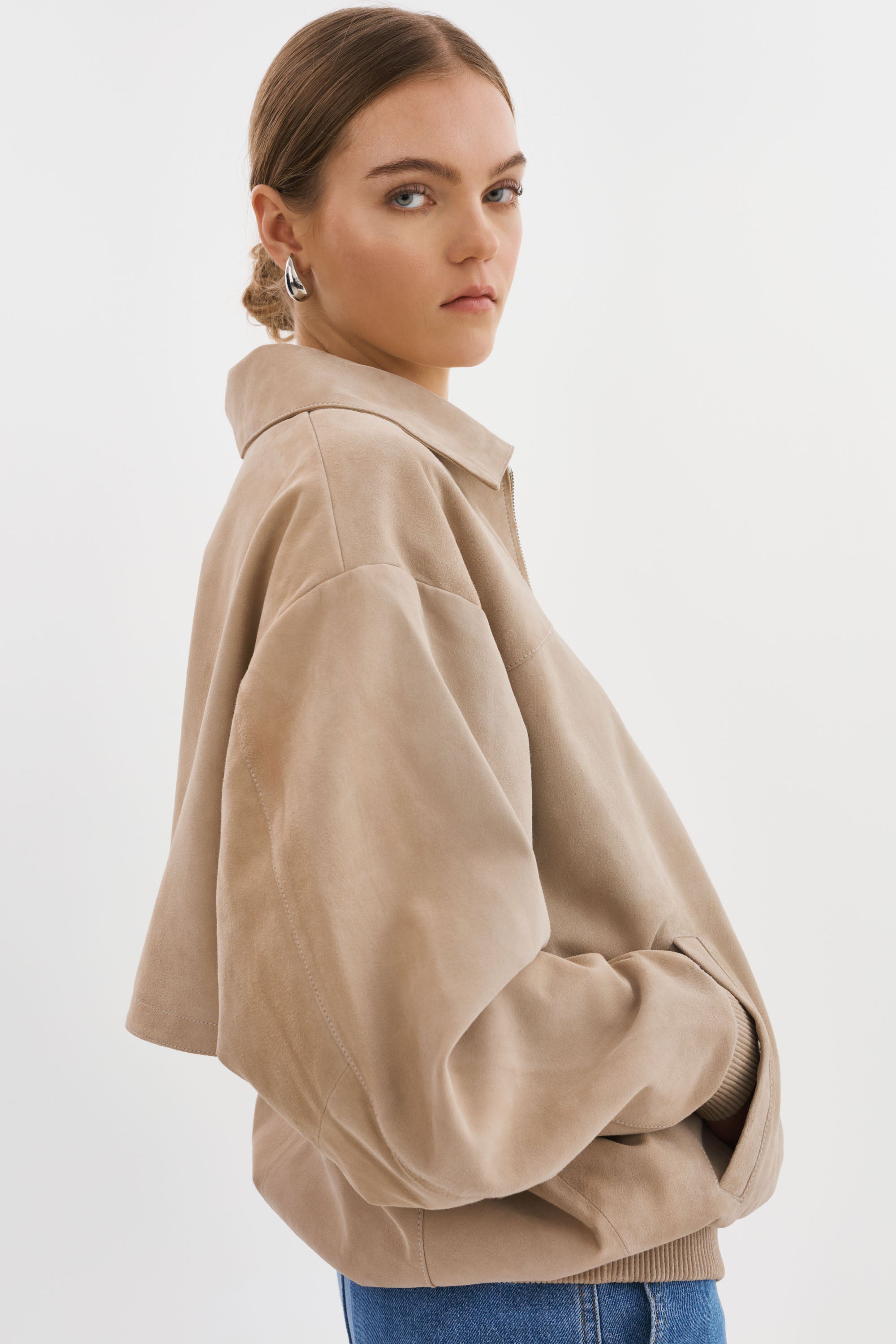 CADEN | Blouson bombardier oversize en daim