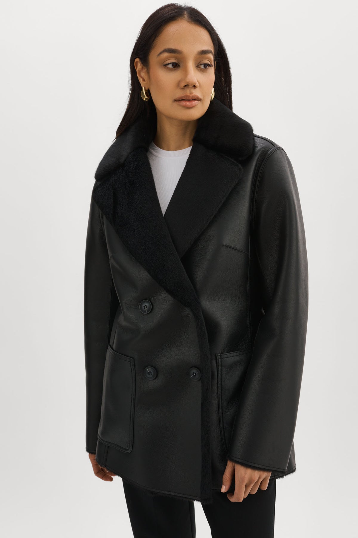 CAMILLE Faux Shearling Reversible Coat