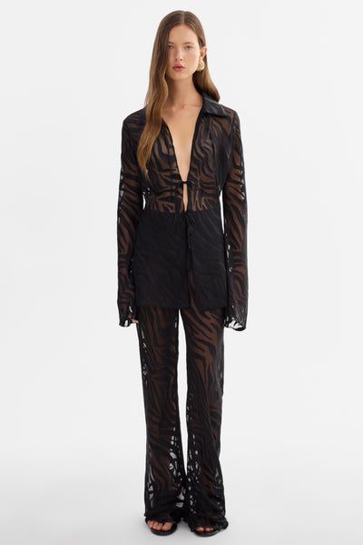 CAMINE | Sheer Zebra Blouse