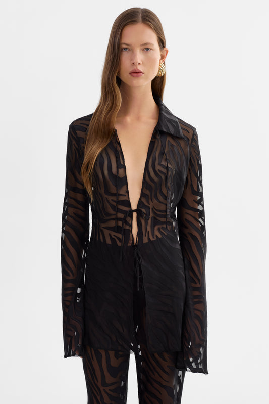 CAMINE | Sheer Zebra Blouse