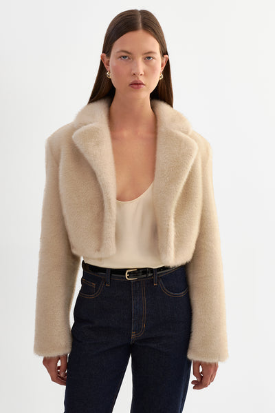 CARLIE | Faux Fur Cropped Blazer