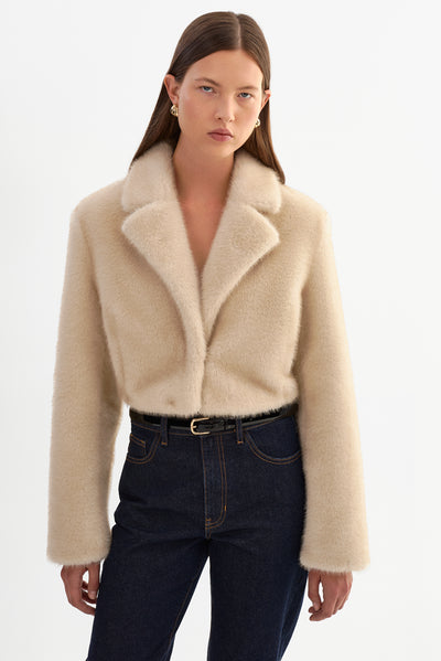 CARLIE | Faux Fur Cropped Blazer