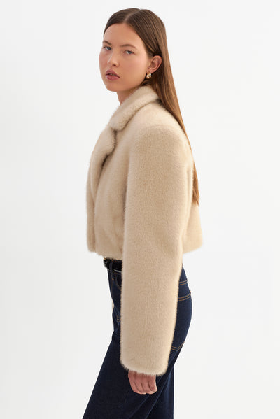 CARLIE | Faux Fur Cropped Blazer