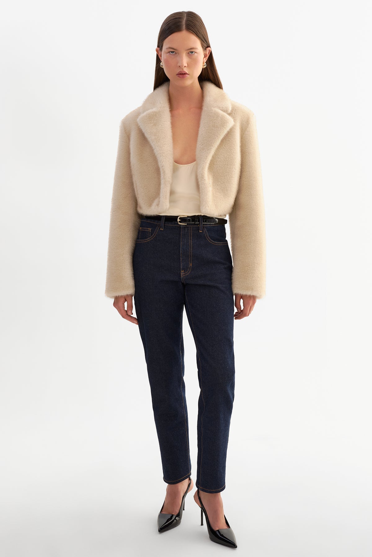 CARLIE | Faux Fur Cropped Blazer