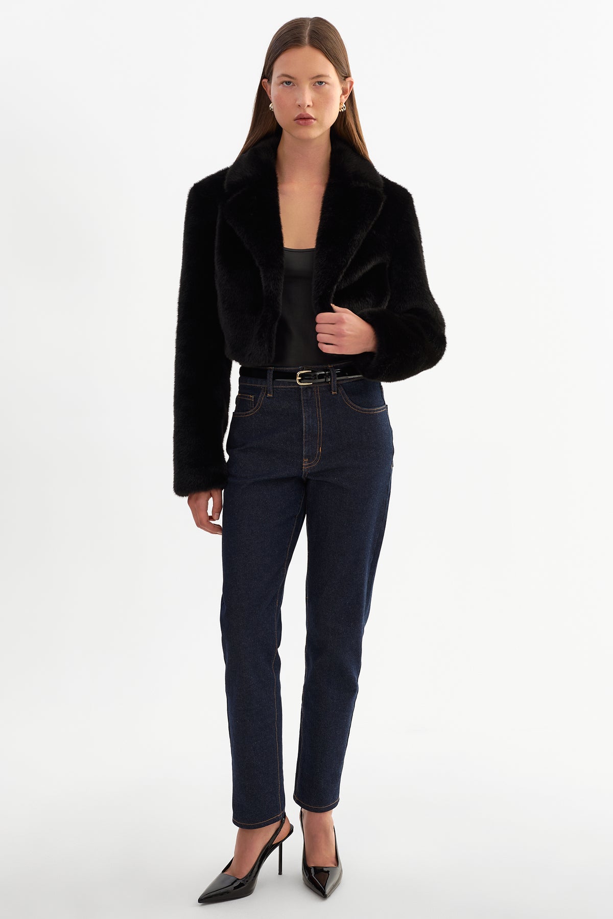 CARLIE | Faux Fur Cropped Blazer