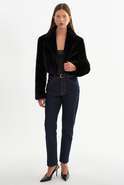 CARLIE | Faux Fur Cropped Blazer
