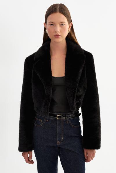 CARLIE | Faux Fur Cropped Blazer