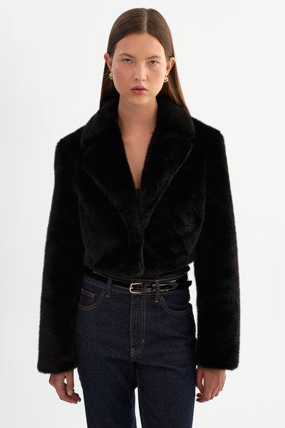 CARLIE | Faux Fur Cropped Blazer