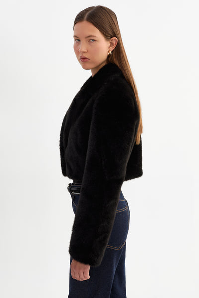 CARLIE | Faux Fur Cropped Blazer