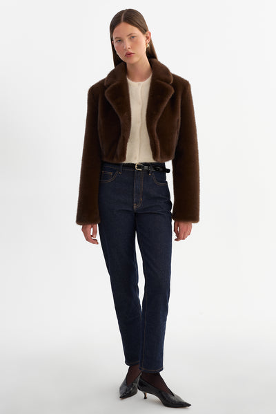 CARLIE | Faux Fur Cropped Blazer