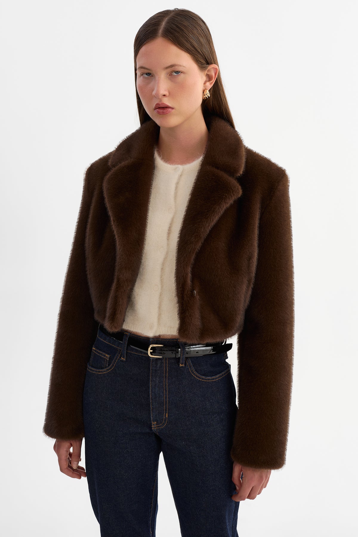 CARLIE | Blazer court en fausse fourrure