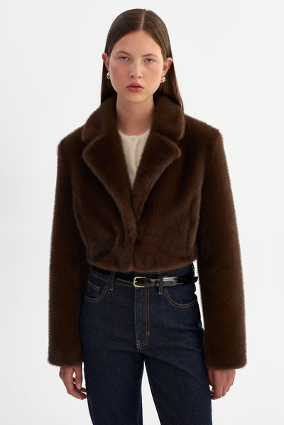 CARLIE | Faux Fur Cropped Blazer