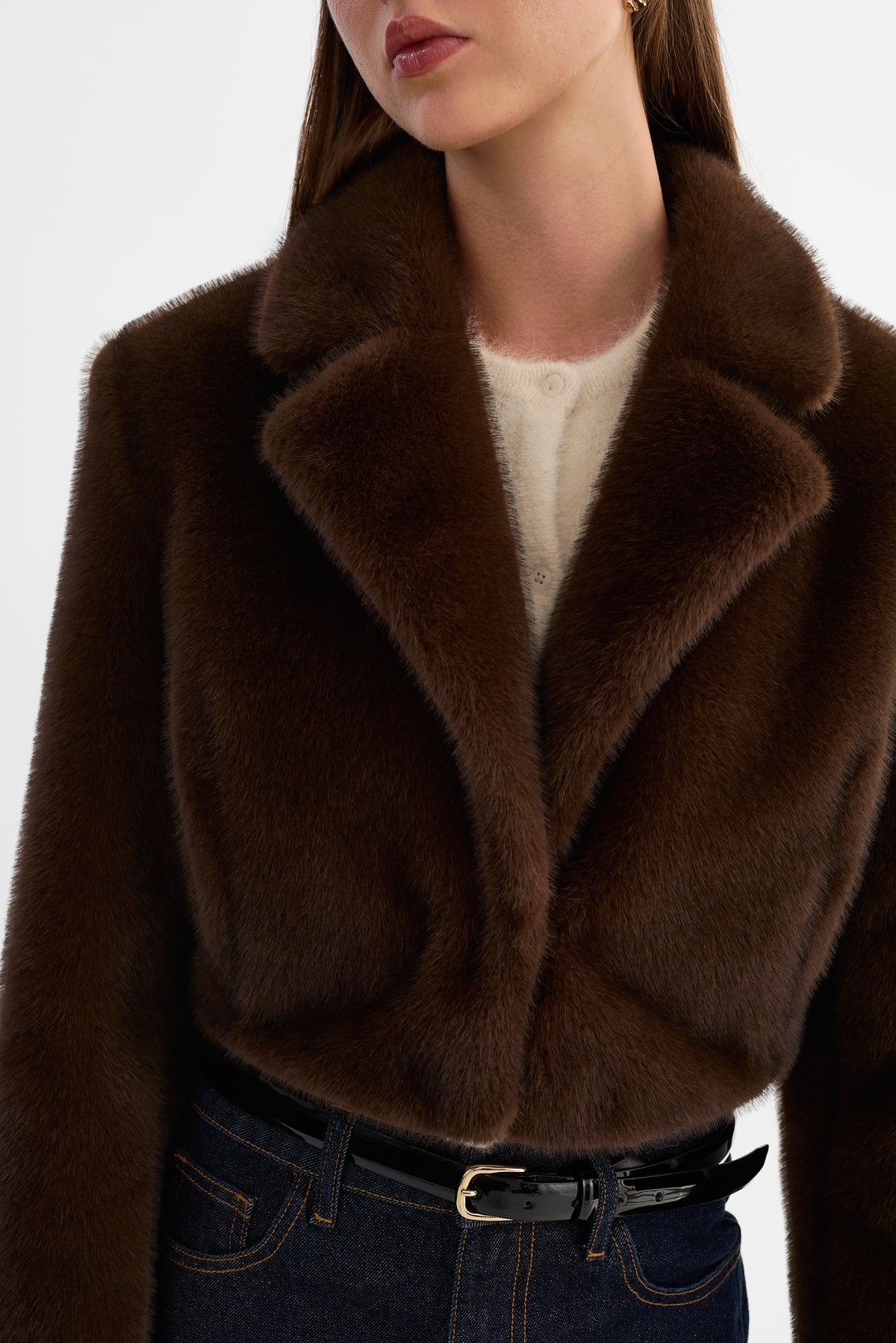 CARLIE | Blazer court en fausse fourrure
