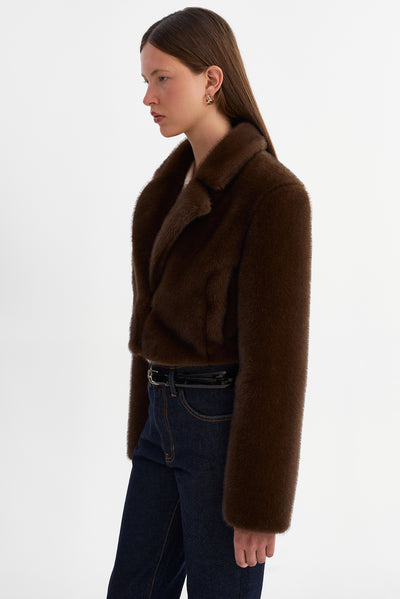 CARLIE | Faux Fur Cropped Blazer