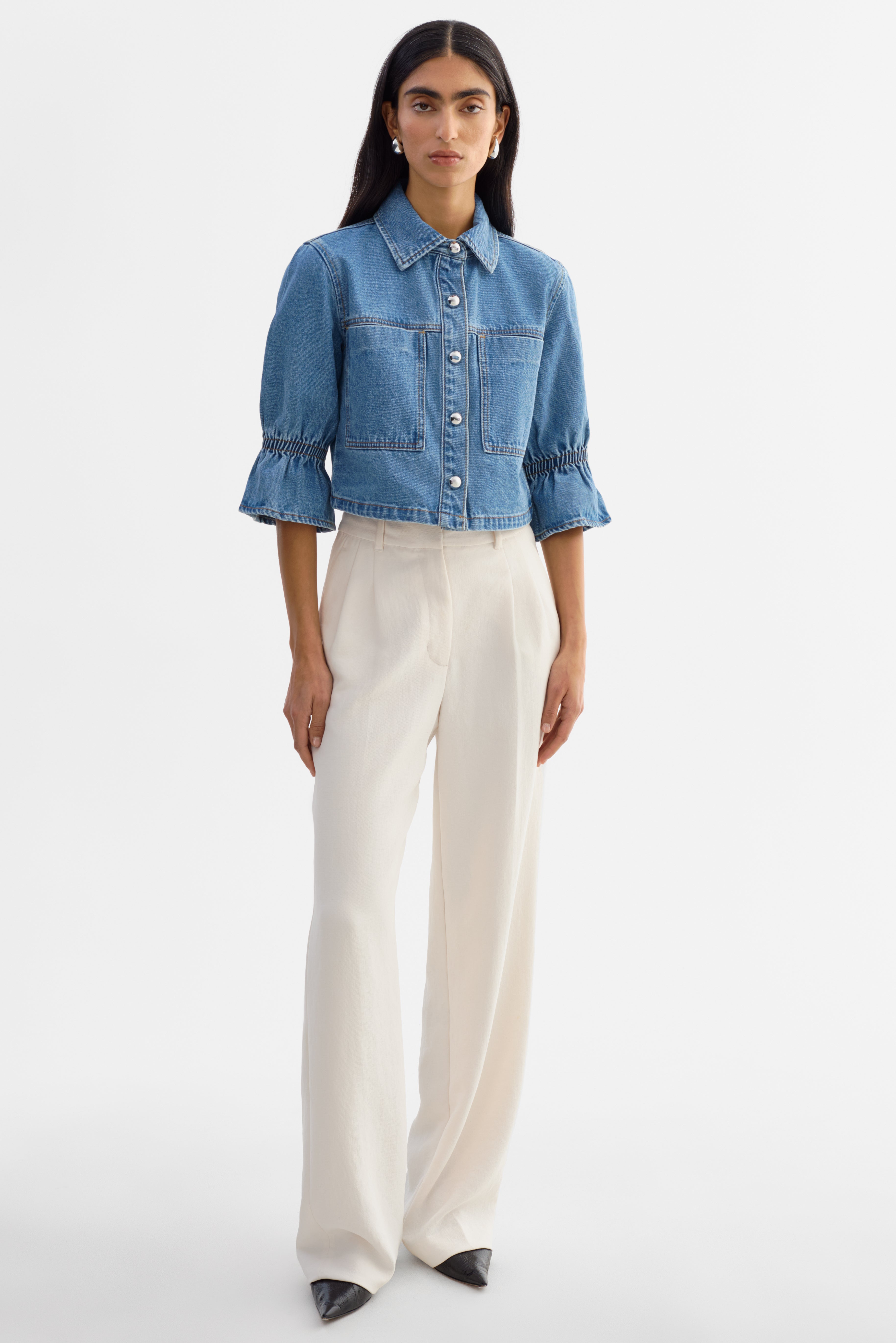 CAROLINA D | Veste en jean à manches à volants